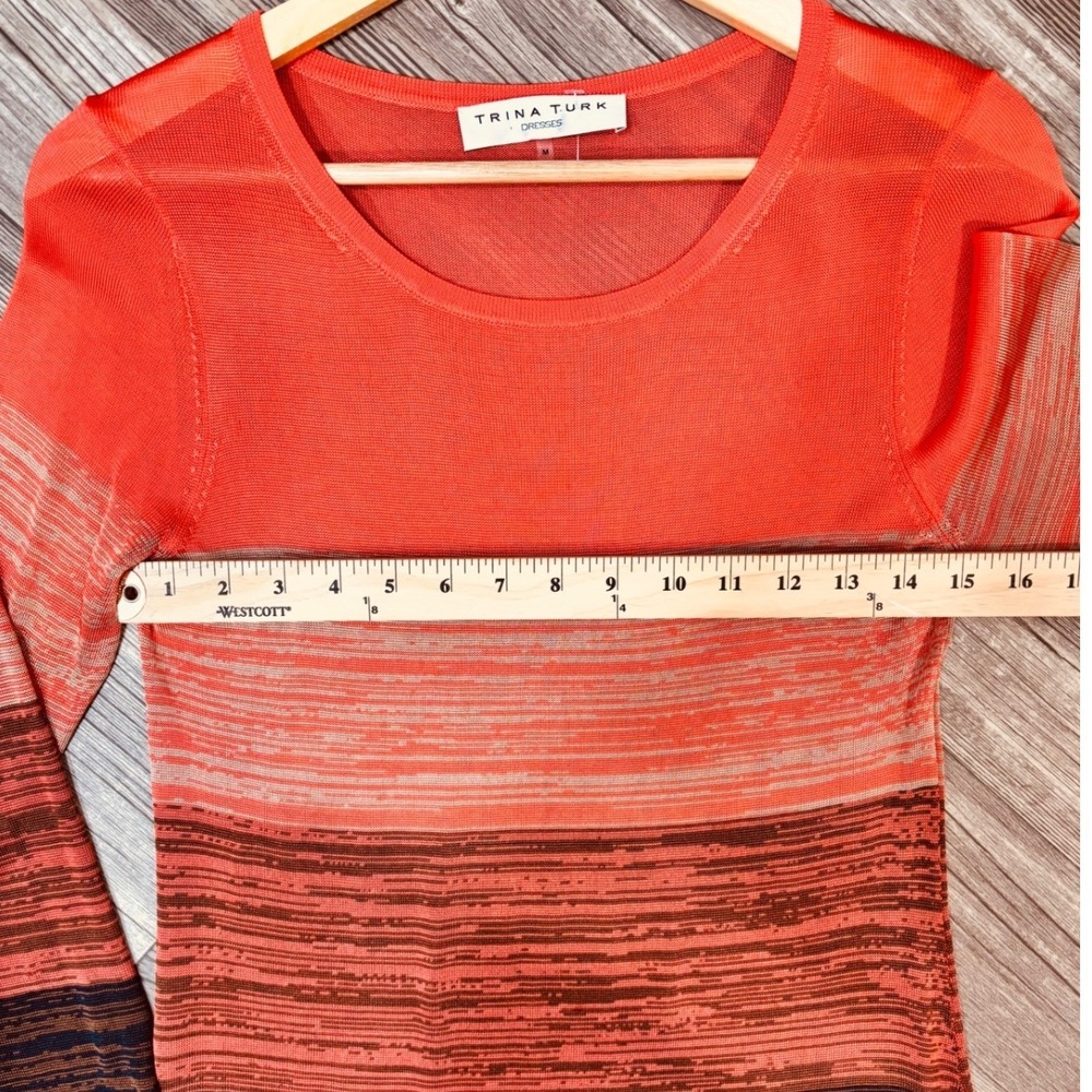 Trina Turk Womens‎ Orange Ombre Stripe Long Sleeve Knit Sheath Dress Size M - Picture 3 of 8